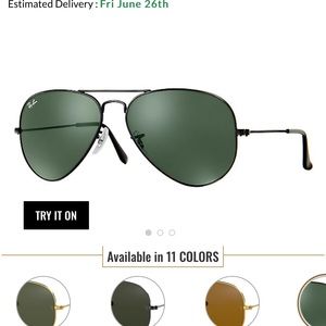 Rayban Black Classic Aviator size 58